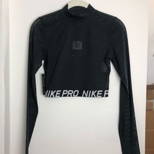 Nike Pro Women’s Black Long Sleeve Mesh Crop Top
